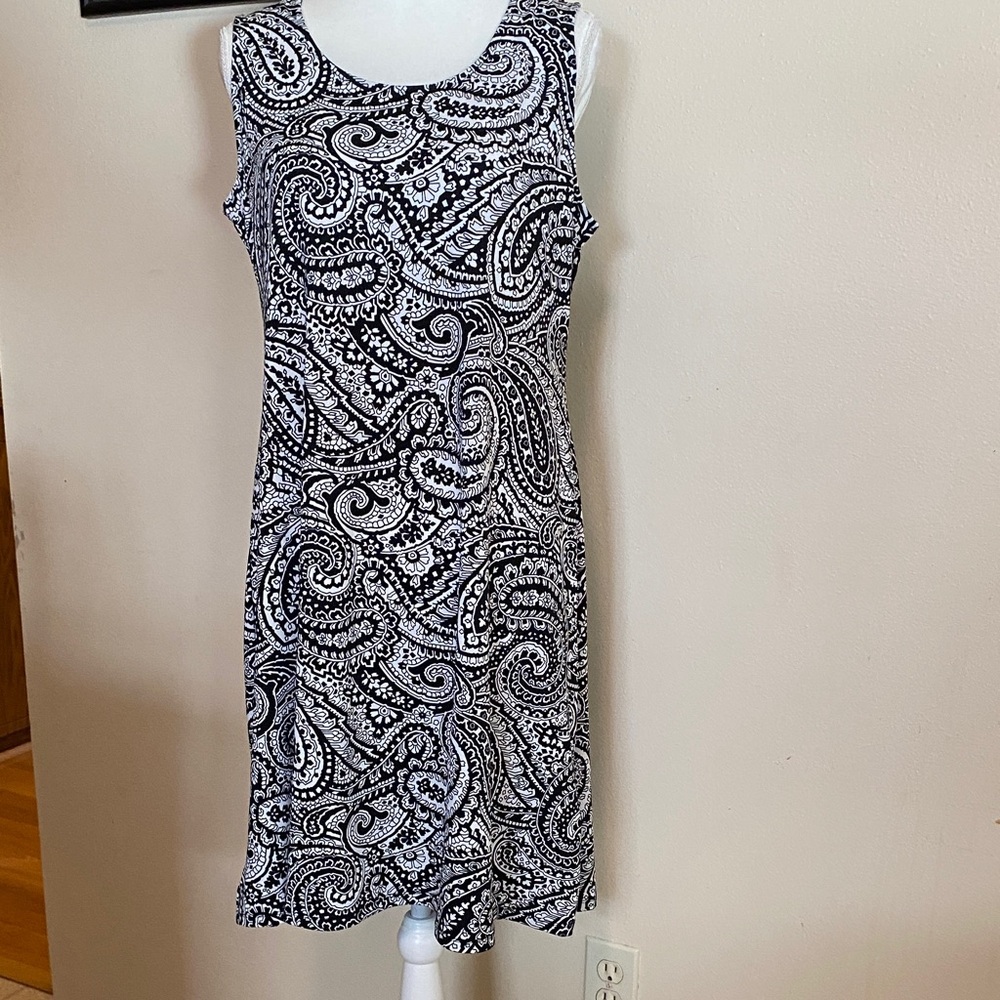 Studio Works Black and White Paisley Midi Dress